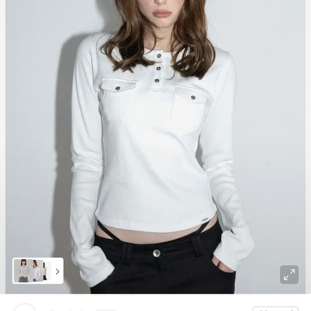 매고렌서울 포켓 헨리넥 롱슬리브 화이트