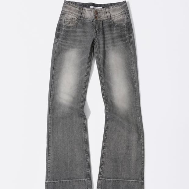 스컬프터 로우라이즈 워싱 데님 그레이 팬츠