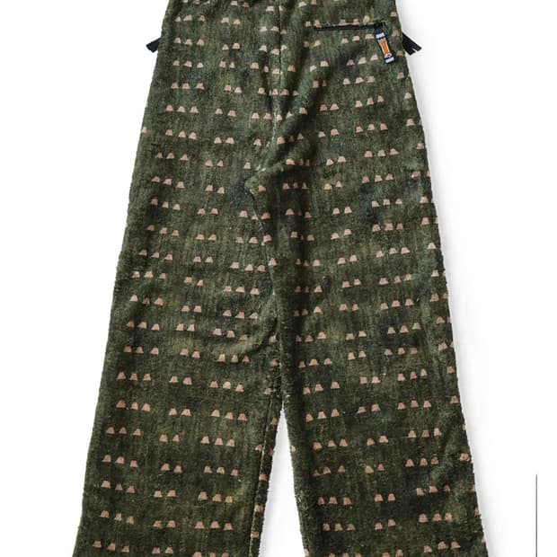 KAPITAL 네일 아이리스 패턴 플리스 이지 스트레이트 팬츠