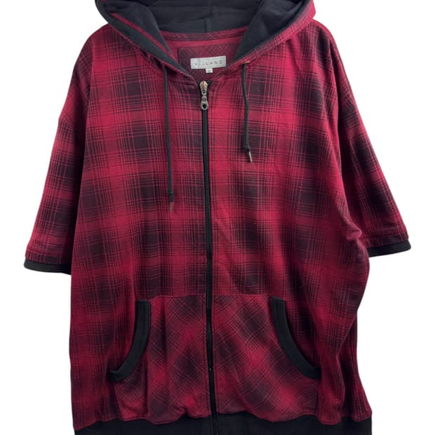 JPN 체크 반팔후드집업1579