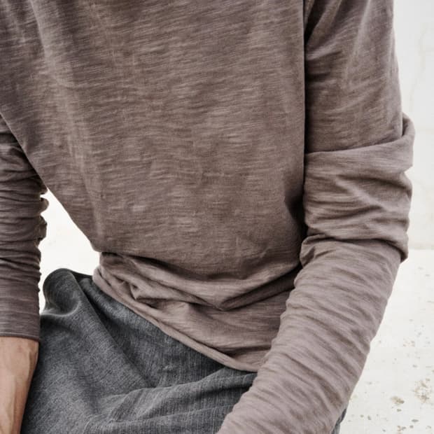 모노프리베 텍스쳐 롱슬리브 워시드 브라운 1size