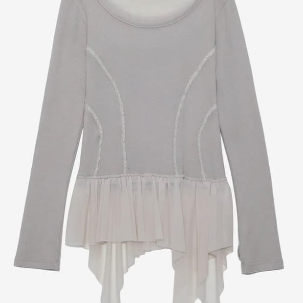 Layered Lace Frill Long Sleeve  그레이