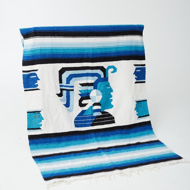 Vintage Mexican rug(aztec_blue)