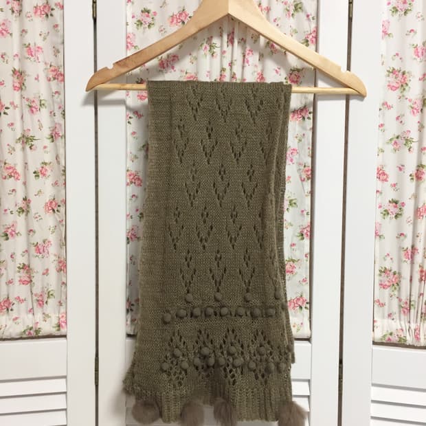 빈티지 브라운 폼폼이 머플러