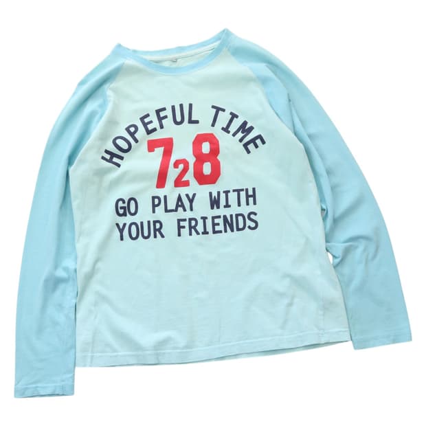 HIRAKI 히라키 빈티지 민트 스카이 라글란 그래픽 롱 슬리브 160