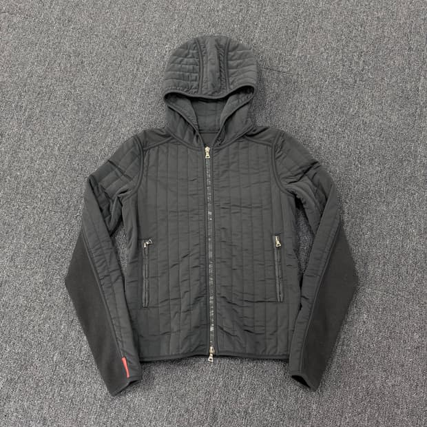 00s 프라다 플리스 퀼팅 후드 집업 