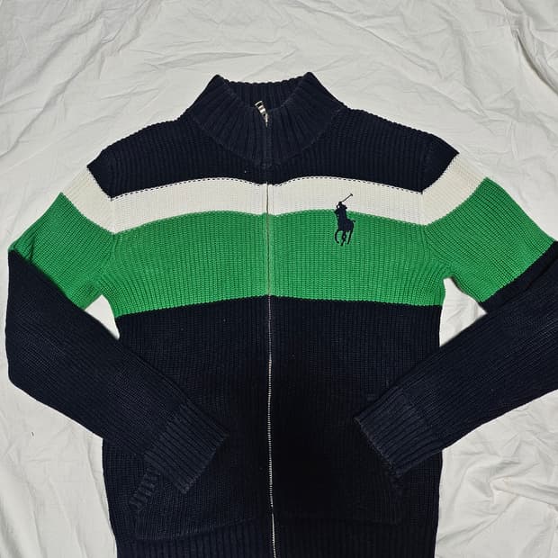폴로랄프로렌 멀티 스트라이프 빅포니 니트 집업 S
