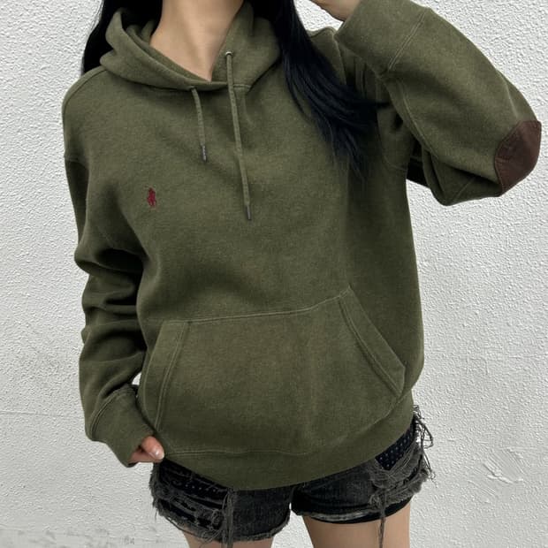 폴로 랄프로렌 버건디 포니 카키 후드 L