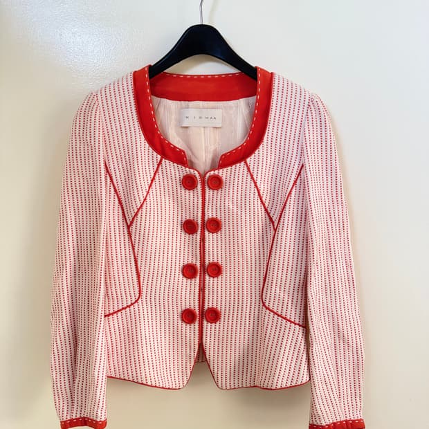 미샤 오렌지 스트라이프 숏자켓 정품