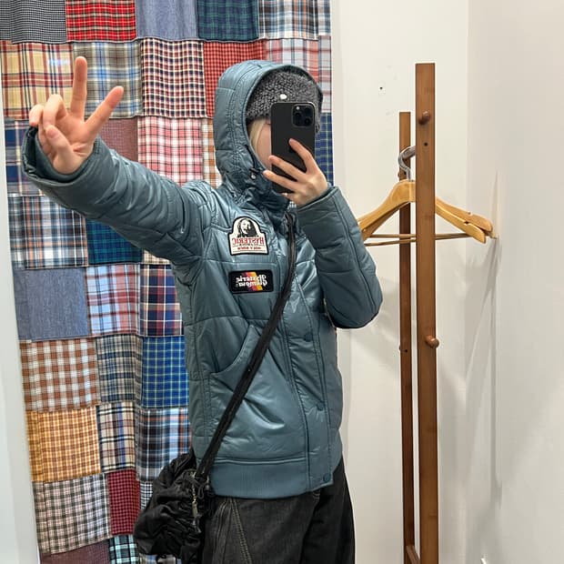 히스테릭글래머 틸 컬러 패치 퀄팅 패딩