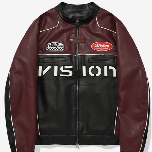 비전스트릿웨어 레더 가죽 레이싱 자켓 M VSW Faux Leather 