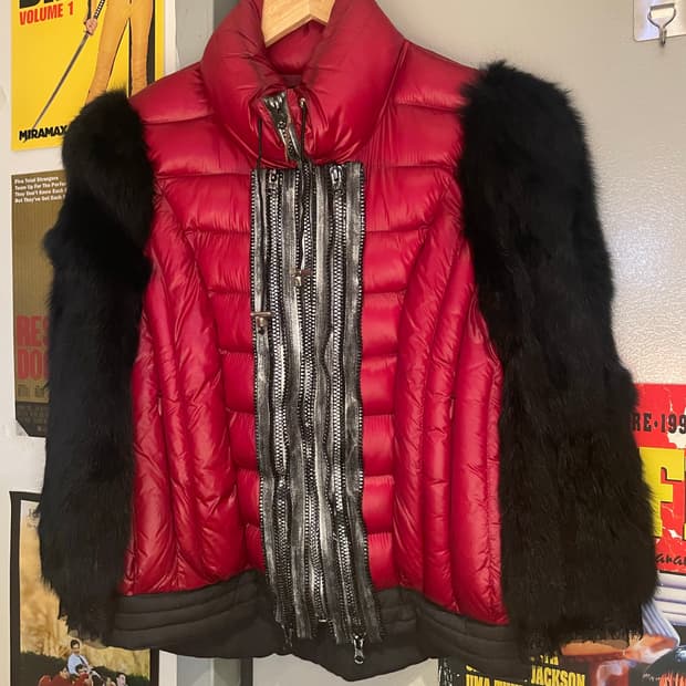 VTG velvet 70 퍼 소매 구스패딩 자켓