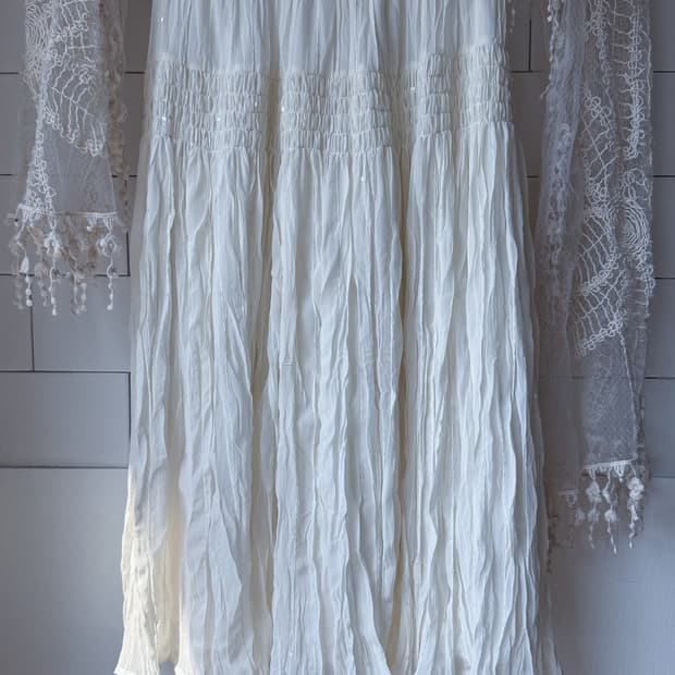 Beaded Wrinkle Shirred Skirt 0270