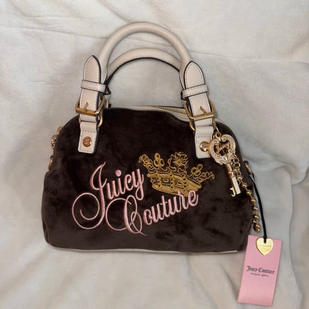 쥬시꾸뛰르 브라운 핑크 벨벳 미니백 숄더백 베메클 베이비베어 빈티지갸루