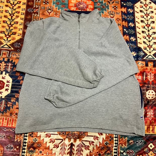 90S Russell Athletic 그레이 하프집업 XL USA