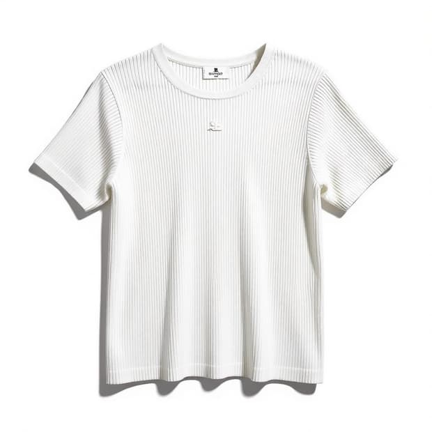 courreges 꾸레쥬 골지 반팔 화이트 9R