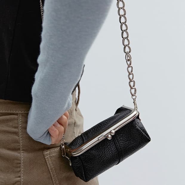 ZISOO 폴딩 프레임(블랙) 천연 소가죽 미니백