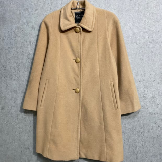 [S-M] 90s SANYO 재팬 메이드 베이지 울 코트