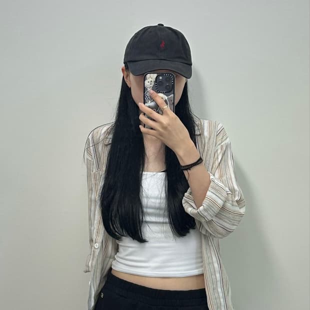 폴로 랄프로렌 블랙 가죽스트랩 볼캡