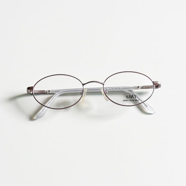 SAWY 라이트 핑크 슬림 오벌 메탈 프레임 빈티지 안경