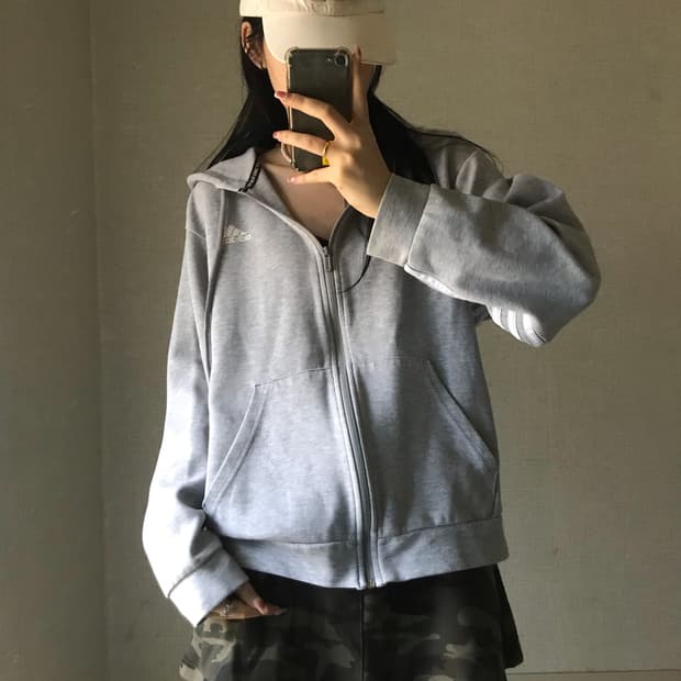 아디다스 그레이 후드집업