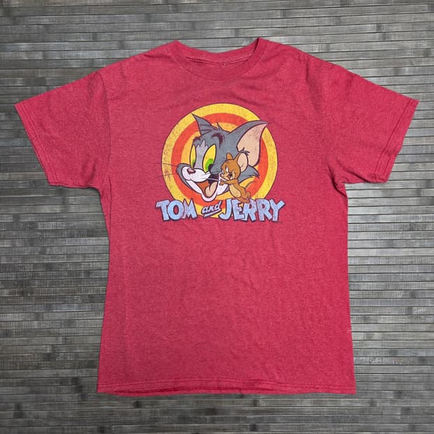 Tom and jerry 그래픽 반팔 티셔츠