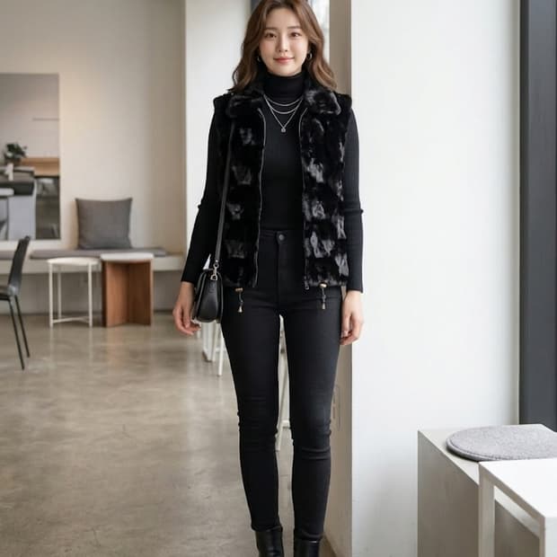 이상봉 (Lie sang bong) 블랙 블록 퍼 베스트