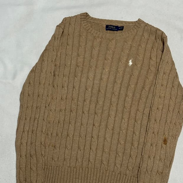M 폴로랄프로렌 여성용 브라운 케이블 니트