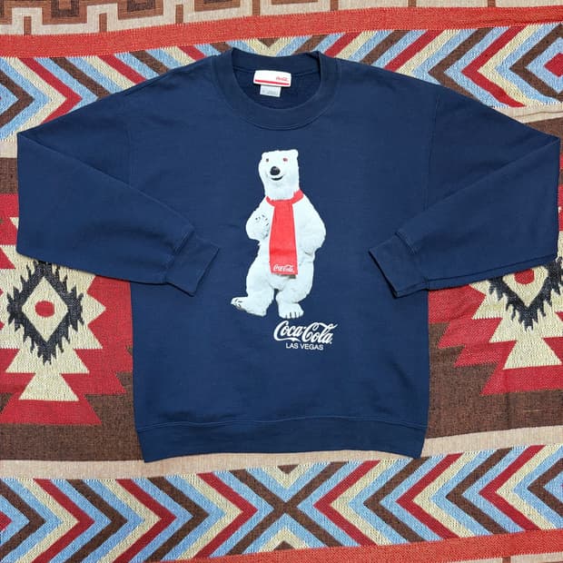 S) 90s Coca cola 폴라베어 프린팅 맨투맨