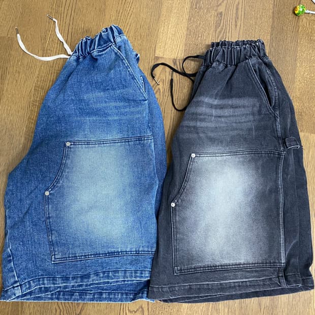 더블니 데님 버뮤다 팬츠