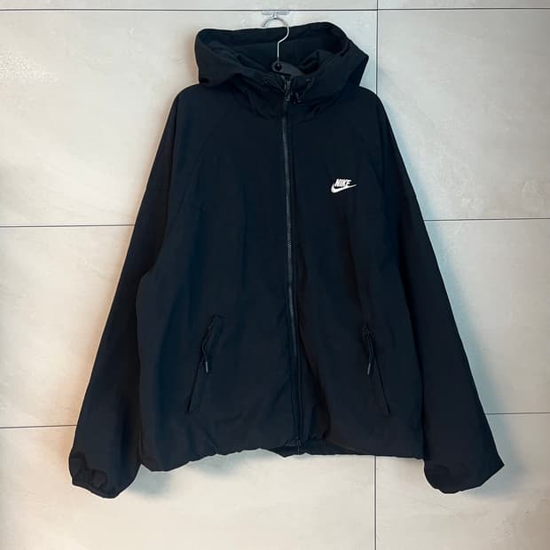 [2XL/110] 나이키 윈드러너 우븐 기모 바람막이 자켓 블랙 