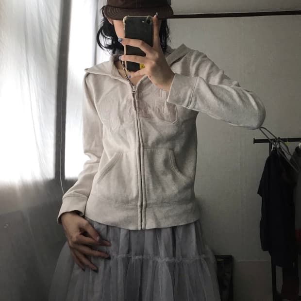 갭 연그레이 후드집업