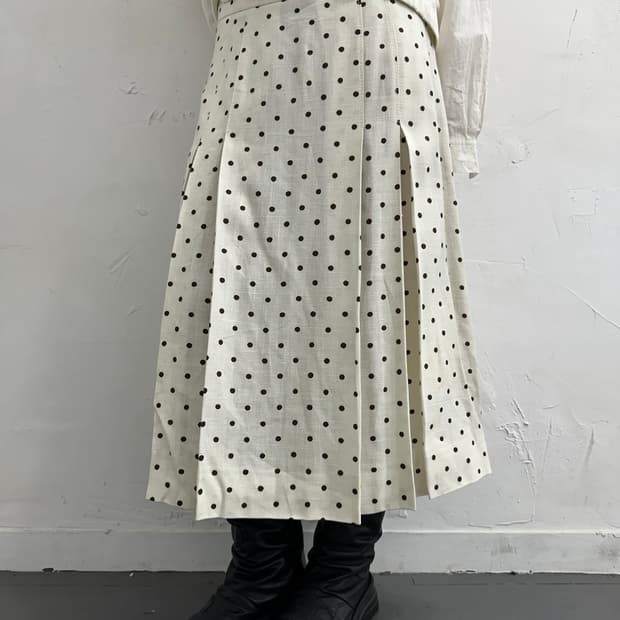 brown dot pleats skirt