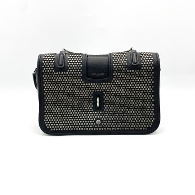 생로랑 블랙 스터드 레더 숄더백