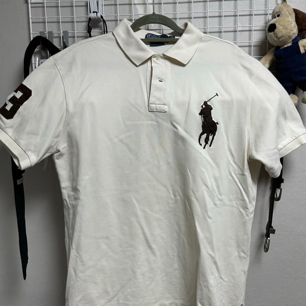 폴로 빅포니 연한 베이지색 카라 반팔티