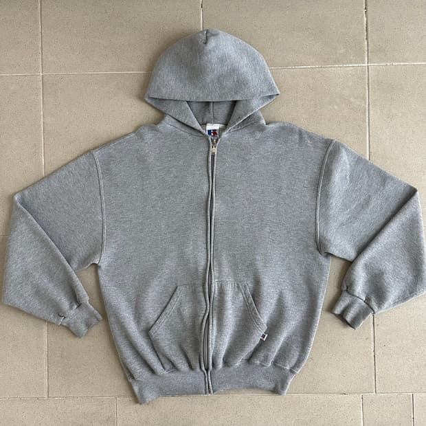 90s 빈티지 러셀 후드집업 그레이 L