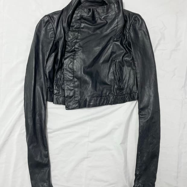 Rick owens highneck leather jacket