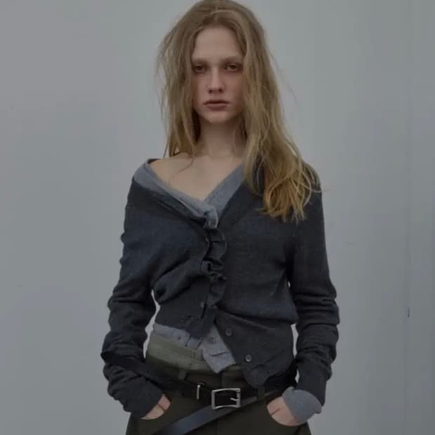 LCDC TM double layer wavy 가디건 차콜