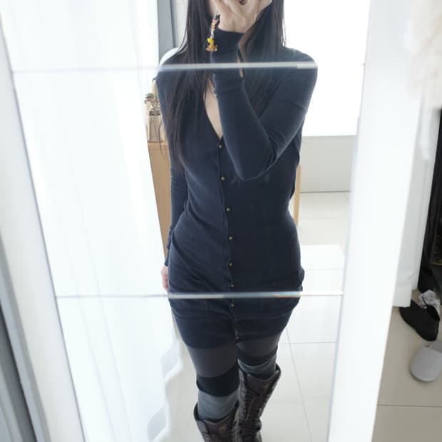 Button long cashmere blended cardigan