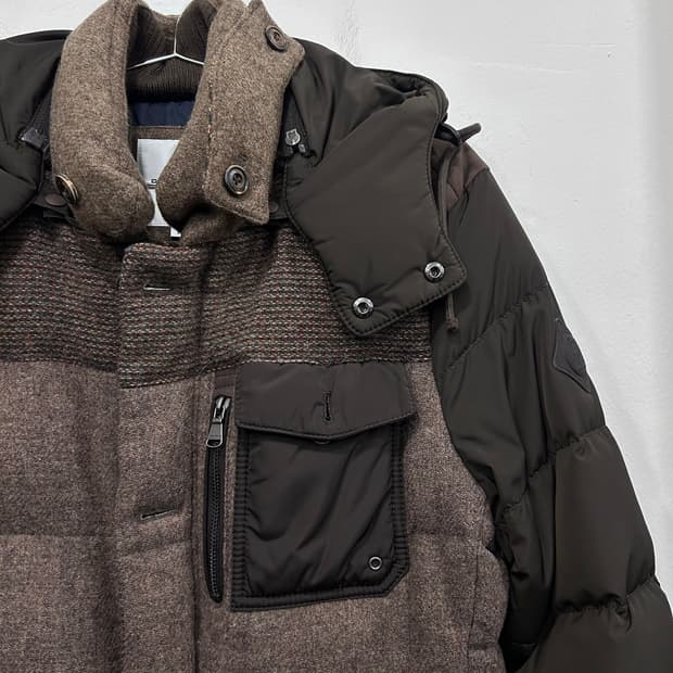 빈폴 가먼츠 덕다운 울 패치 후드 패딩자켓