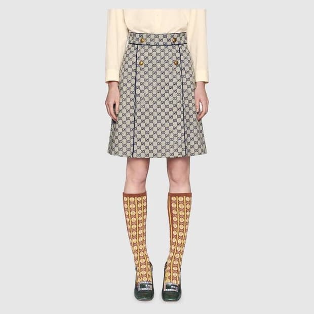 구찌 Gucci GG 패턴 플리츠 스커트 size 36