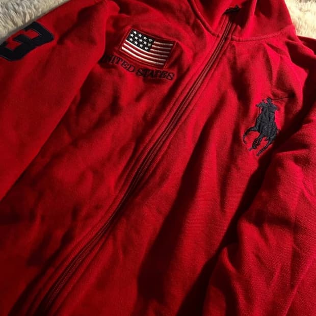 폴로 랄프 로렌 빅포니 USA 성조기 집업 레드