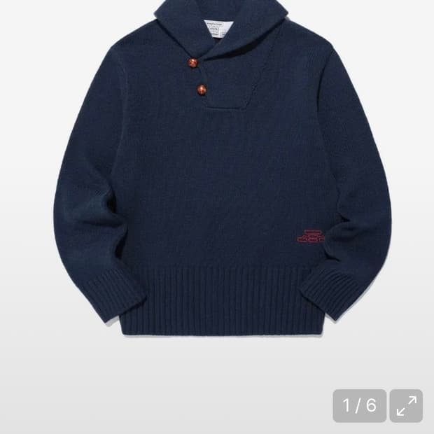 ffats 나고클 파츠 숄 카라 니트 네이비 나이스고스트클럽