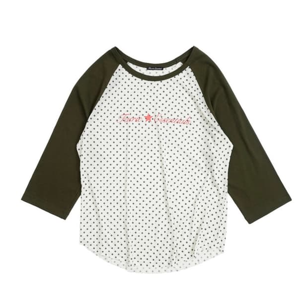 샵페어리 dot raglan sleeve top (khaki)