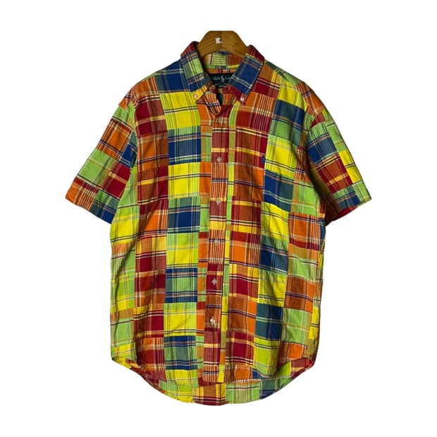 [POLO] 폴로랄프로렌 패치워크 체크 반팔 셔츠
