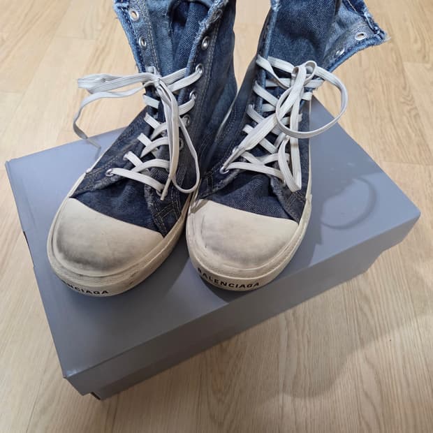 [43] 발렌시아가 파리 하이탑 스니커즈 블루