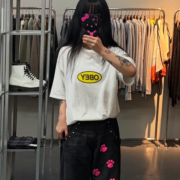 오베이 백프린팅 반팔티 A1428