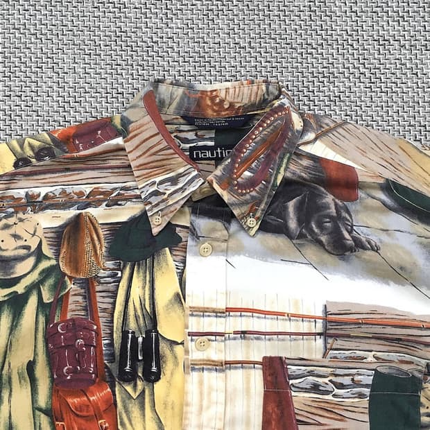 00s Old Nautica all-over printed shirts