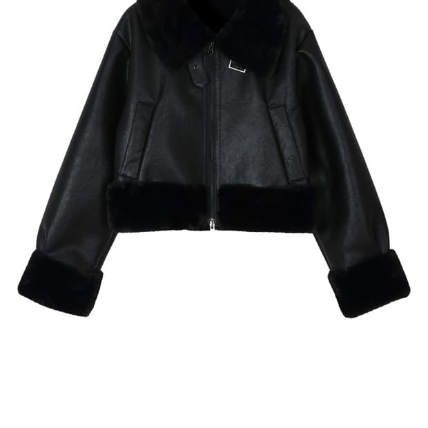 HIGH NECK SHORT MUSTANG IN BLACK