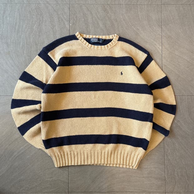 폴로 정품 스트라이프 해비 코튼 니트